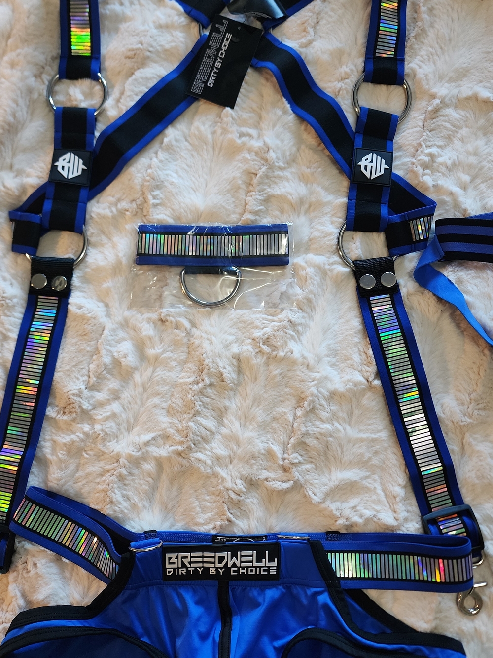 Breedwell Men’s Blue Brief Harness with Holographic Accents